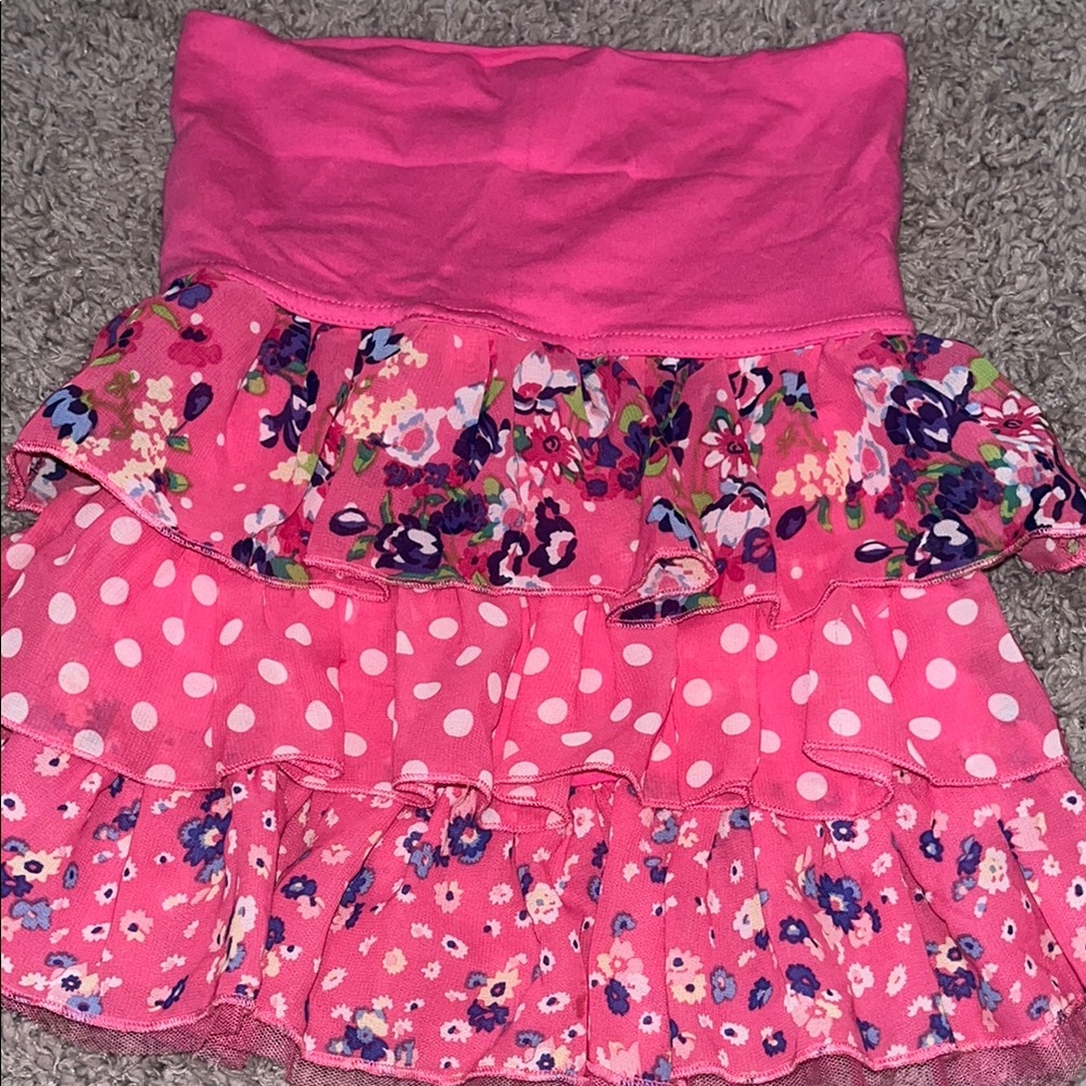 Floral Pink Ruffle Skirt - Picture 3 of 4